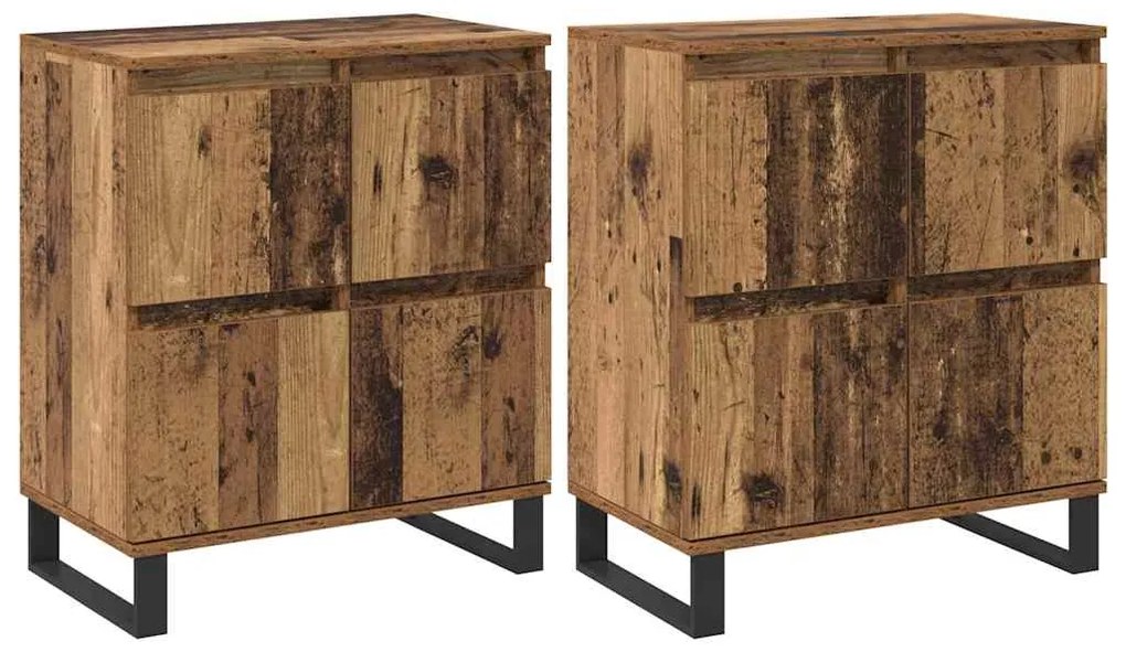 vidaXL Πλαϊνό γραφείο 2 pcs Παλιό ξύλο 60 x 35 x 70 cm