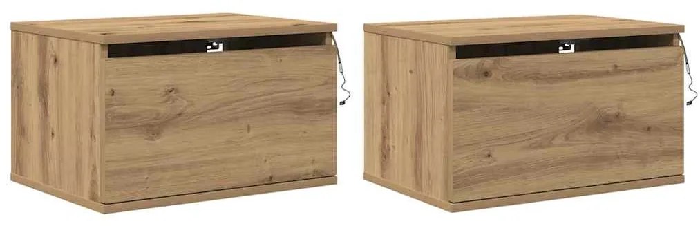 vidaXL Τοίχου κομοδίνο με συρτάρι 2 pcs Artisan Oak 50 x 36 x 30 εκ
