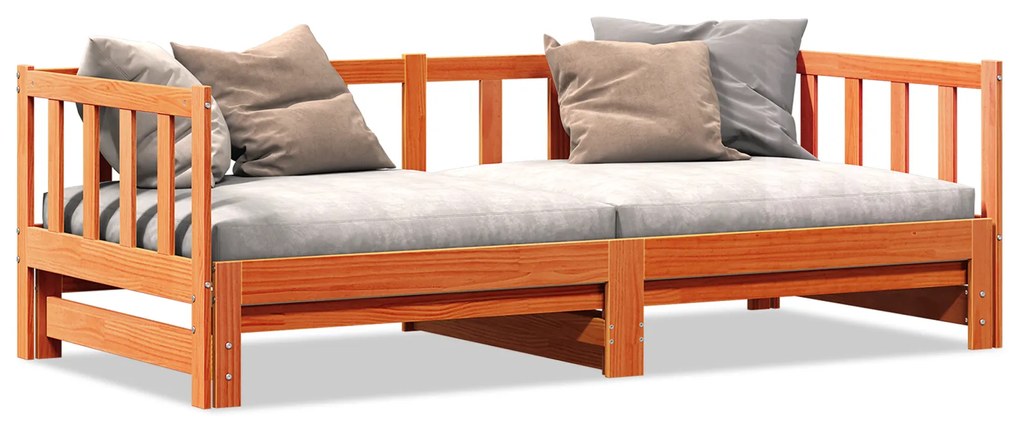 vidaXL Κρεβάτι ημέρας με Pull-out χωρίς στρώμα Καφέ 2x(90x190) εκ