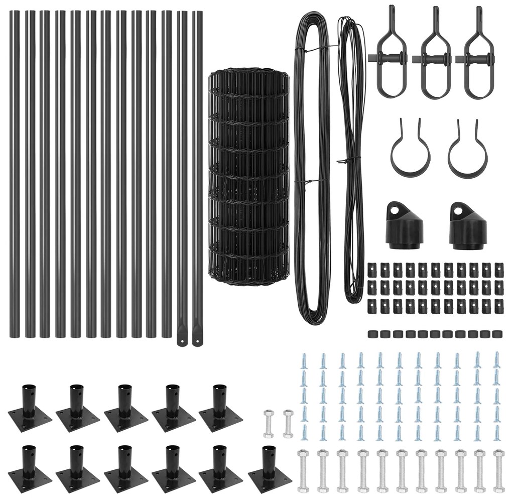 vidaXL Euro Fence με 13 Φλαντζωτά Στηρίγματα 0.4x25 μ Γαλβανισμένος Χάλυβας