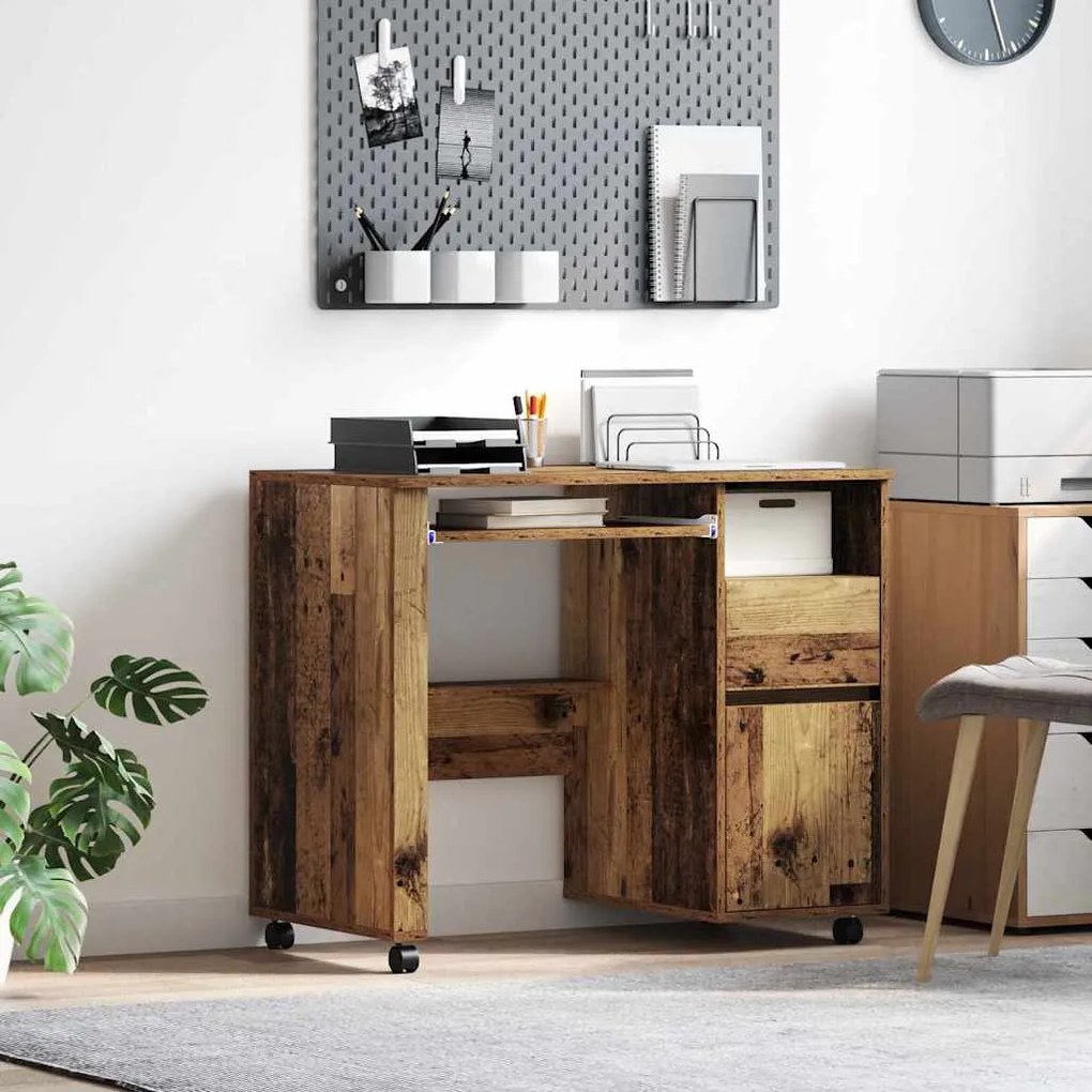 vidaXL Γραφείο με Ρόδες Παλιό Ξύλο 91 x 50 x 77 εκ. Επεξεργασμένο ξύλο