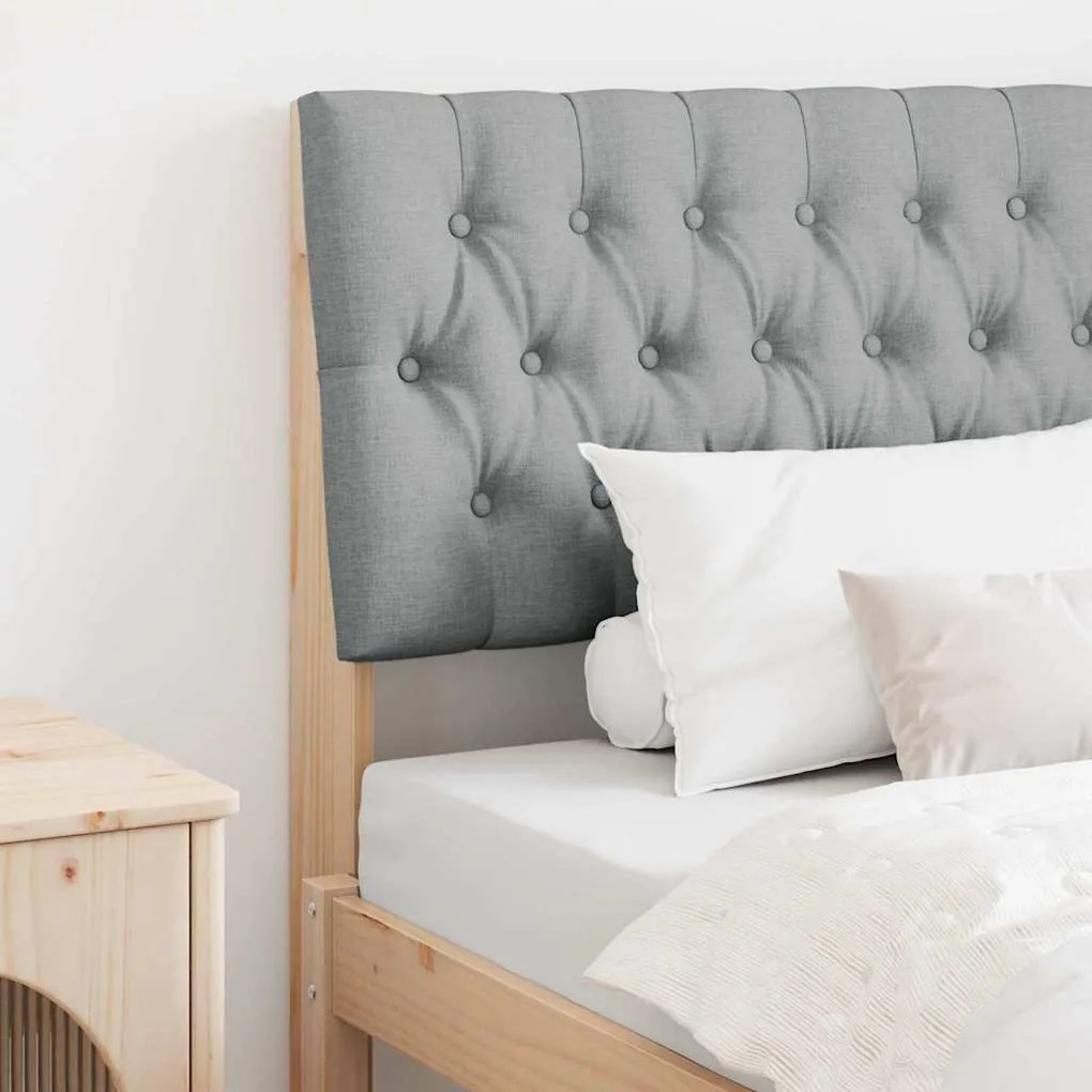vidaXL Ταπετσαρισμένο κεφαλάρι Ανοιχτό γκρι 90 cm Στερεά ξυλεία πεύκου
