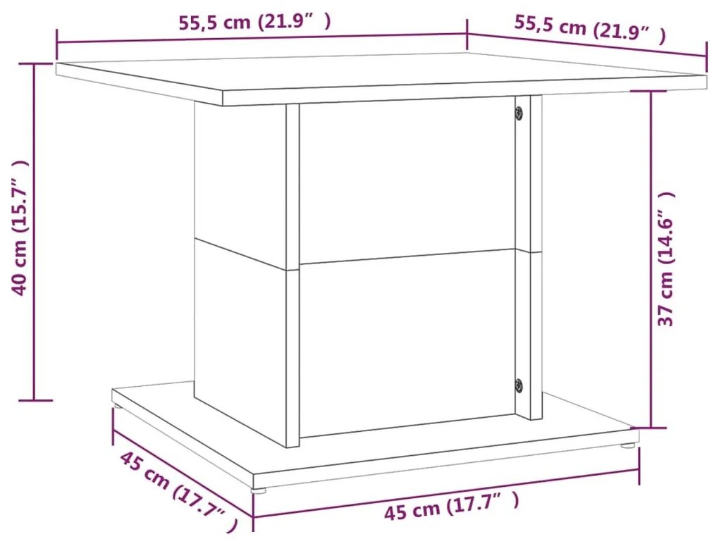 Τραπεζάκι Σαλονιού Καπνιστή Δρυς 55,5x55,5x40 εκ. Επεξεργ. Ξύλο - Καφέ