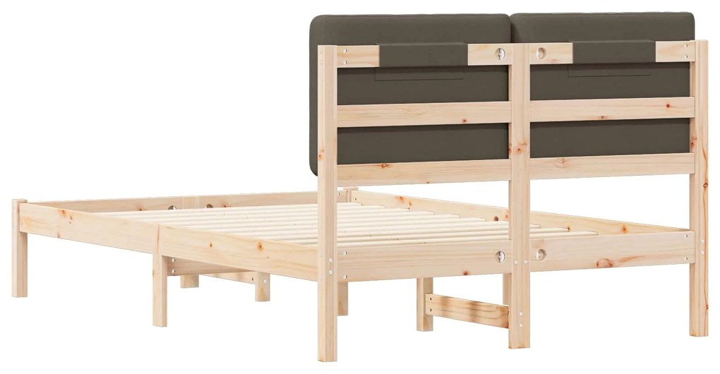 vidaXL Σκελετός Κρεβατιού με Επενδεδυμένο Κεφαλάρι Taupe 135 x 190 cm