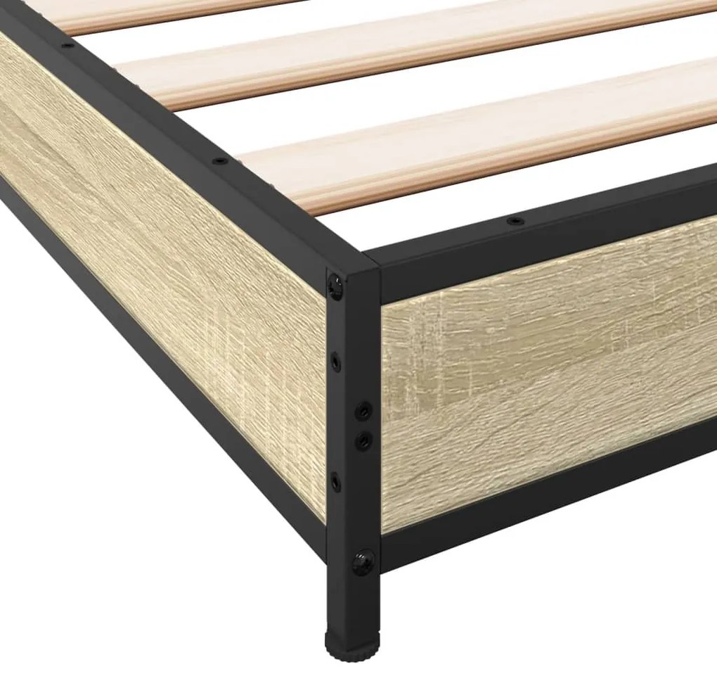 vidaXL Πλαίσιο Κρεβατιού Sonoma Δρυς 100x200 εκ. Επεξ. Ξύλο &amp; Μέταλλο