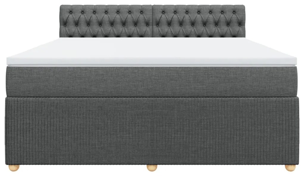 vidaXL Κρεβάτι Boxspring με Στρώμα Σκούρο Γκρι 180x200 εκ Υφασμάτιν