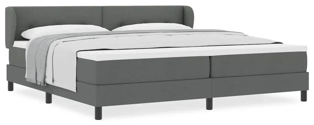 vidaXL Κρεβάτι box spring με στρώμα Σκούρο γκρι 200 x 200 cm ύφασμα