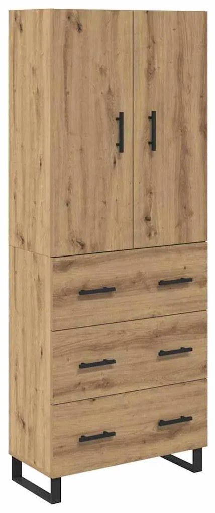 vidaXL Highboard με συρτάρι 2 pcs Artisan Oak Σύνθετο Ξύλο και Γυαλί