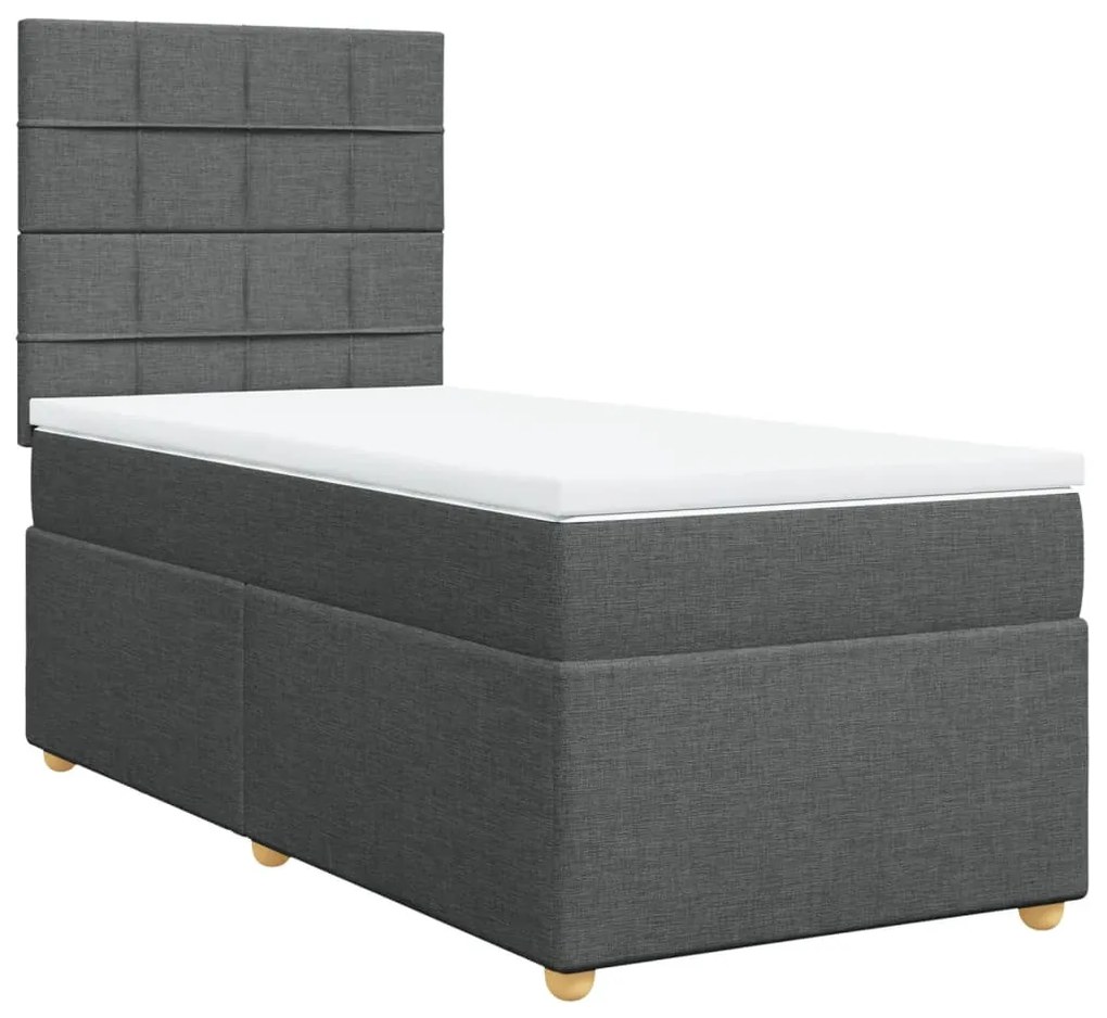 ΚΡΕΒΑΤΙ BOXSPRING ΜΕ ΣΤΡΩΜΑ ΣΚΟΥΡΟ ΓΚΡΙ 90X200 ΕΚ. ΥΦΑΣΜΑΤΙΝΟ 3291164