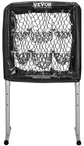 VEVOR 9 Hole Baseball Net, 28"x27" Softball Baseball Training Equipment for Hitting Pitching Practice, Heavy Duty Height Adjustable Trainer Aid with Strike Zone & 4 Ground Stakes, for Youth Adults