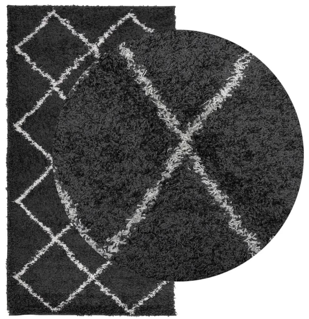 vidaXL Χαλί Shaggy με Ψηλό Πέλος Μοντέρνο Μαύρο και Κρεμ 60 x 110 εκ.