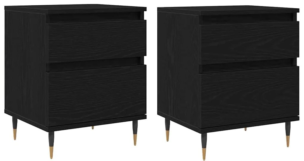 vidaXL Κομοδίνο 2 pcs Μαύρη δρυς 40 x 35 x 50 εκ. Επεξεργασμένο ξύλο