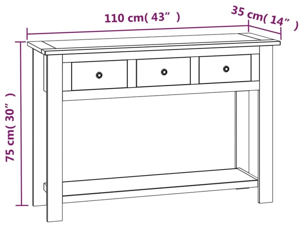 Τραπέζι Κονσόλα 110 x 35 x 75 εκ. από Μασίφ Ξύλο Δρυς - Καφέ