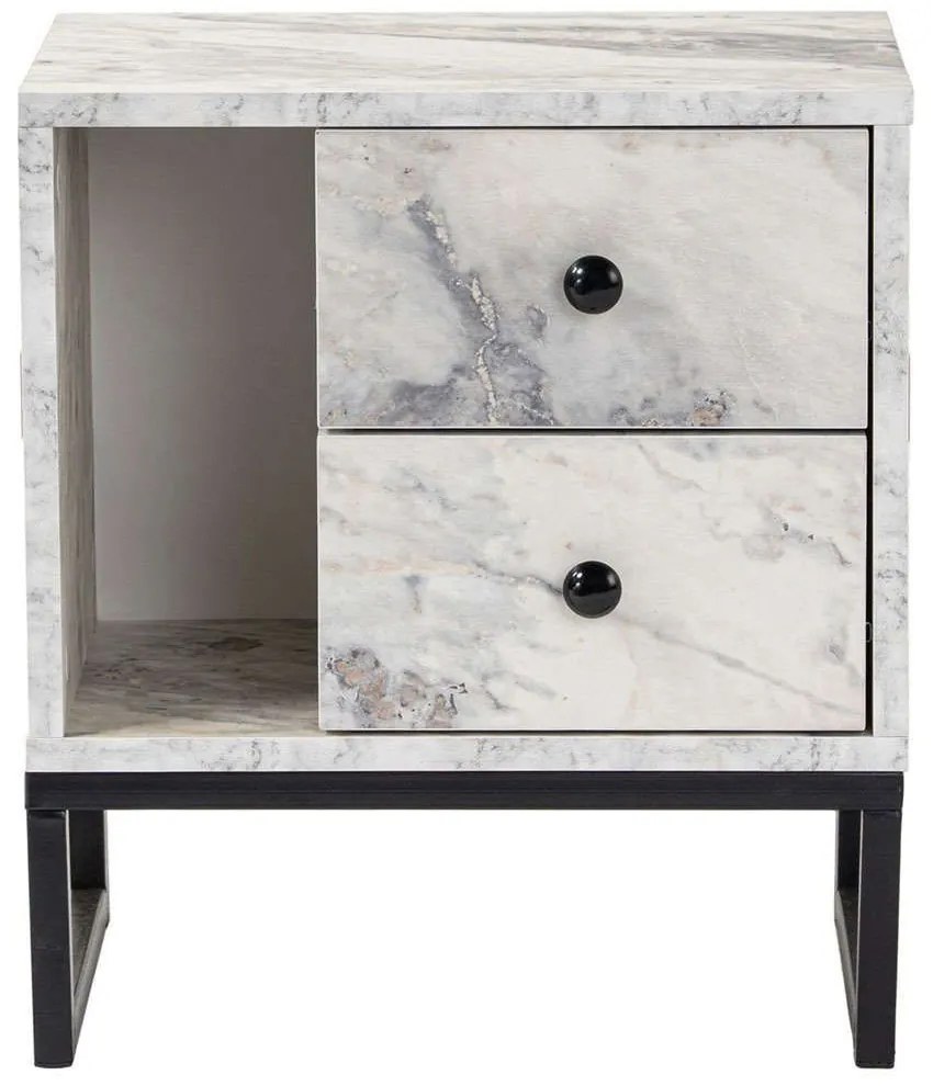 Κομοδίνο Glimmer 241NRD1408 45,2x29,5x50cm Marble Effect White-Black