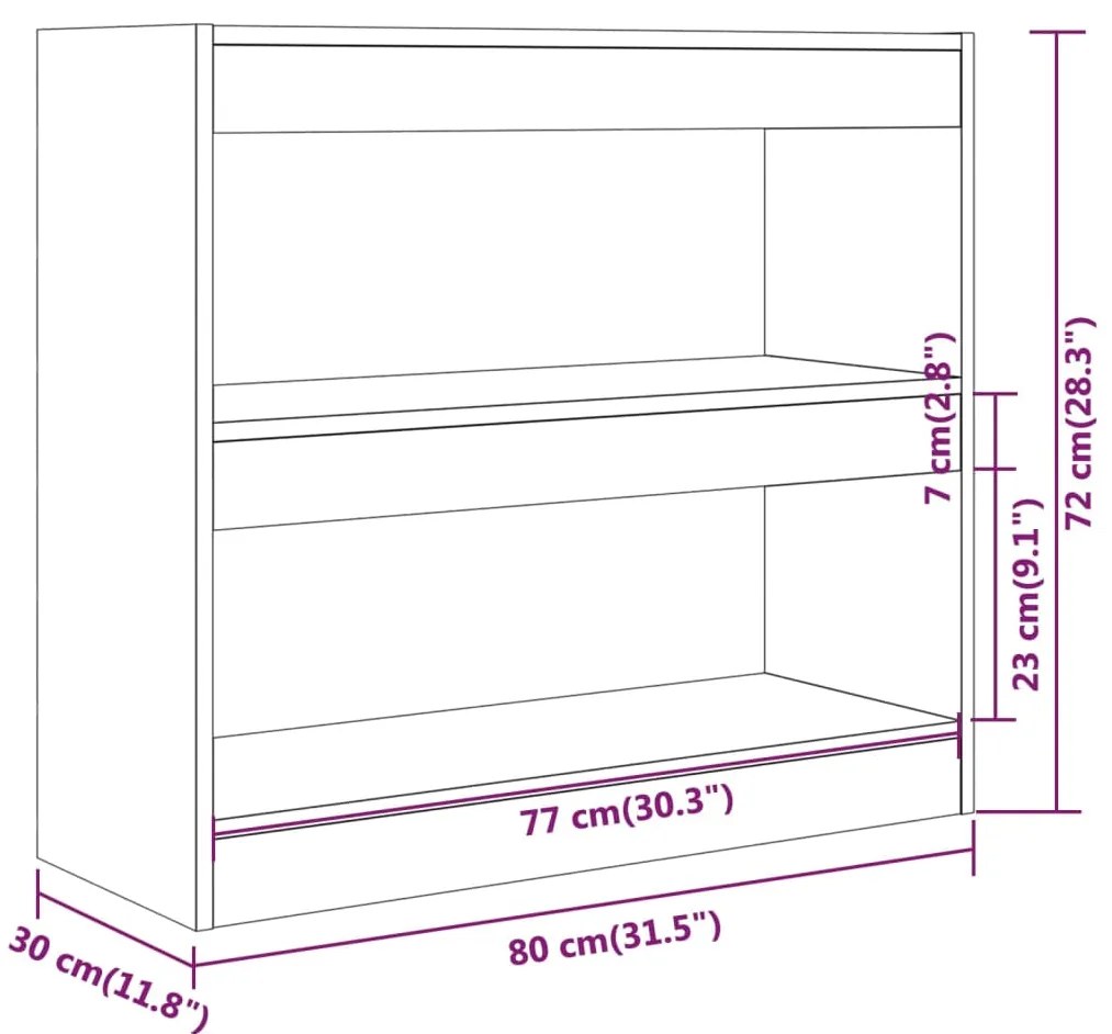 vidaXL Βιβλιοθήκη/Διαχωριστικό Χώρου Sonoma Δρυς 80 x 30 x 72 εκ.