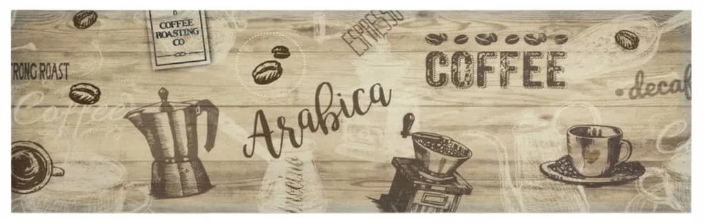 Χαλί Κουζίνας Πλενόμενο Καφέ Επιγραφή Coffee 45x150 εκ. Βελούδο - Καφέ