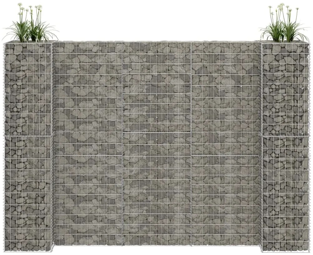 vidaXL Συρματοκιβώτιο Γλάστρα Σχήμα «Η» 260x40x200 εκ. Ατσάλινο Σύρμα