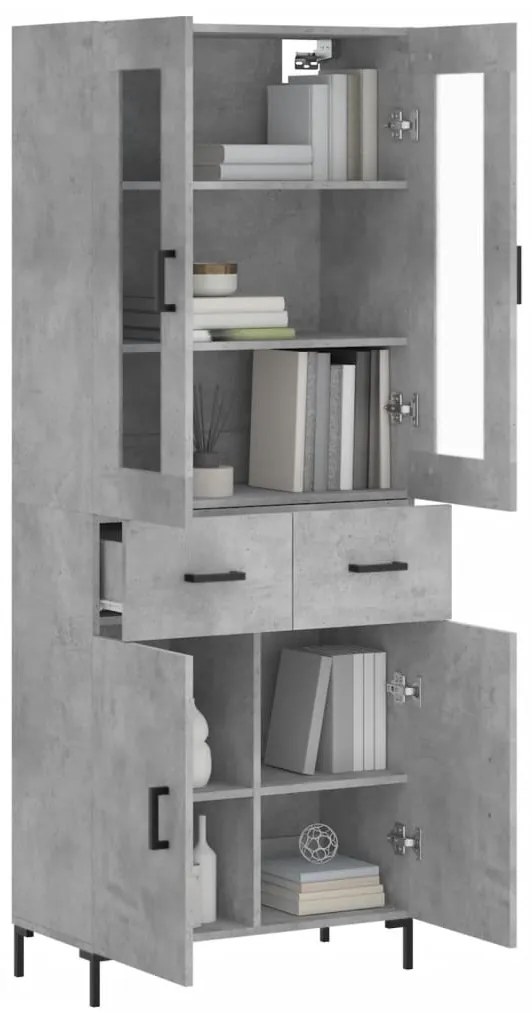 vidaXL Ντουλάπι Γκρι Σκυροδέματος 69,5x34x180 εκ. Επεξεργασμένο Ξύλο