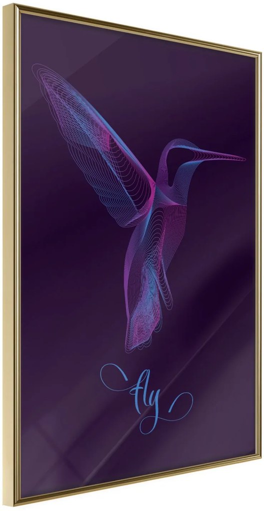 Αφίσα - Fluorescent Hummingbird  - 40x60 - Χρυσό - Χωρίς πασπαρτού