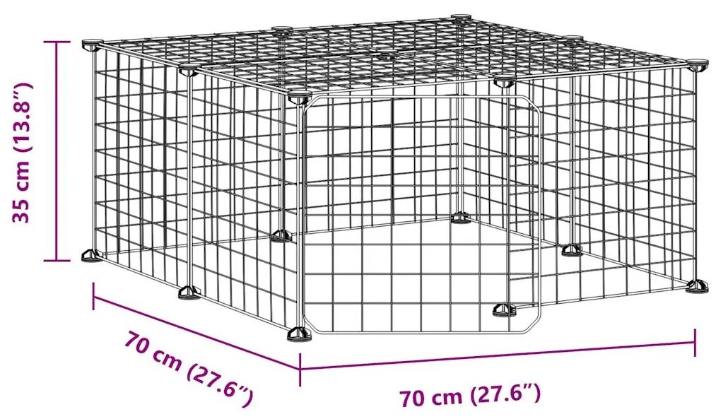 vidaXL Κλουβί Κατοικίδιων με 12 Πάνελ + Πόρτα Μαύρο 35 x 35εκ Ατσάλινο