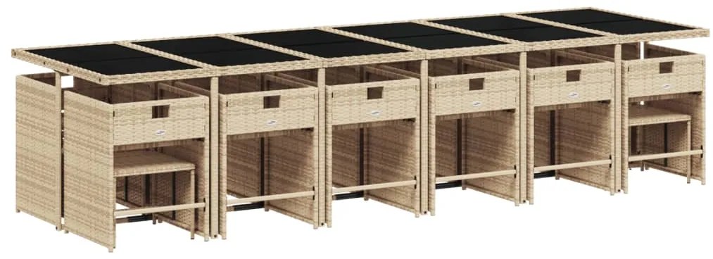 vidaXL Σετ Τραπεζαρίας Κήπου 17 τεμ. Μπεζ Συνθετικό Ρατάν με Μαξιλάρια