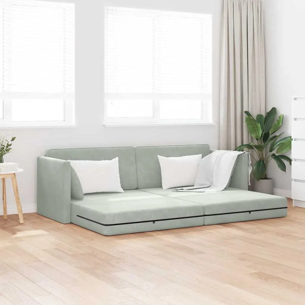 vidaXL Καναπές-κρεβάτι Ανοιχτό γκρι 213 x 76 x 77 εκ Βελούδο