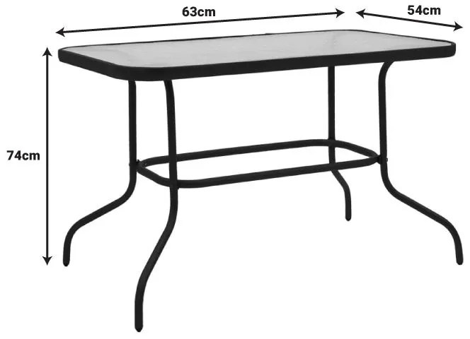 Σετ κήπου - Τραπεζαρία Valor - Sussie 5 τεμ. μέταλλο μαύρο - γυαλί 110x60x70 εκ. 110x60x70 εκ.