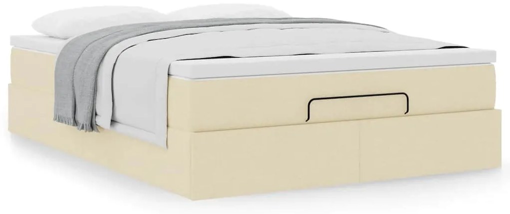 vidaXL Οθωμανικό κρεβάτι με στρώμα Cream 140x200cm ύφασμα