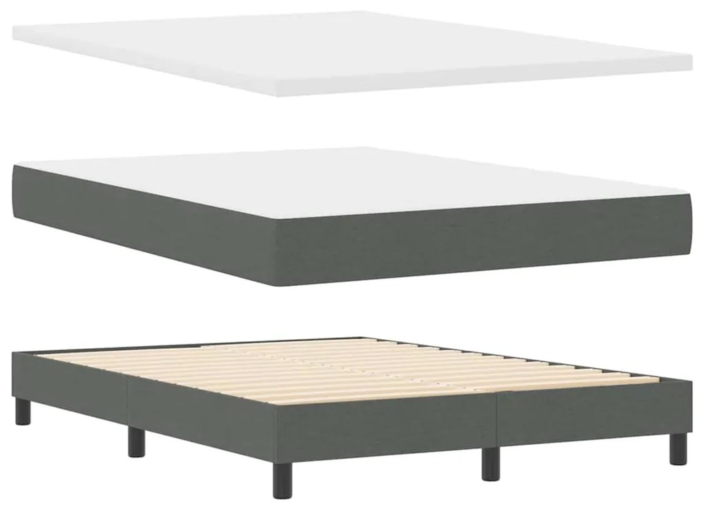 vidaXL Κρεβάτι box spring με στρώμα Σκούρο γκρι 140 x 200 cm ύφασμα