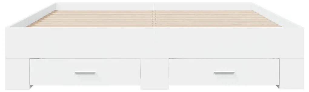 vidaXL Πλαίσιο Κρεβατιού με Συρτάρια Λευκό 140x200 εκ Επεξεργ. Ξύλο