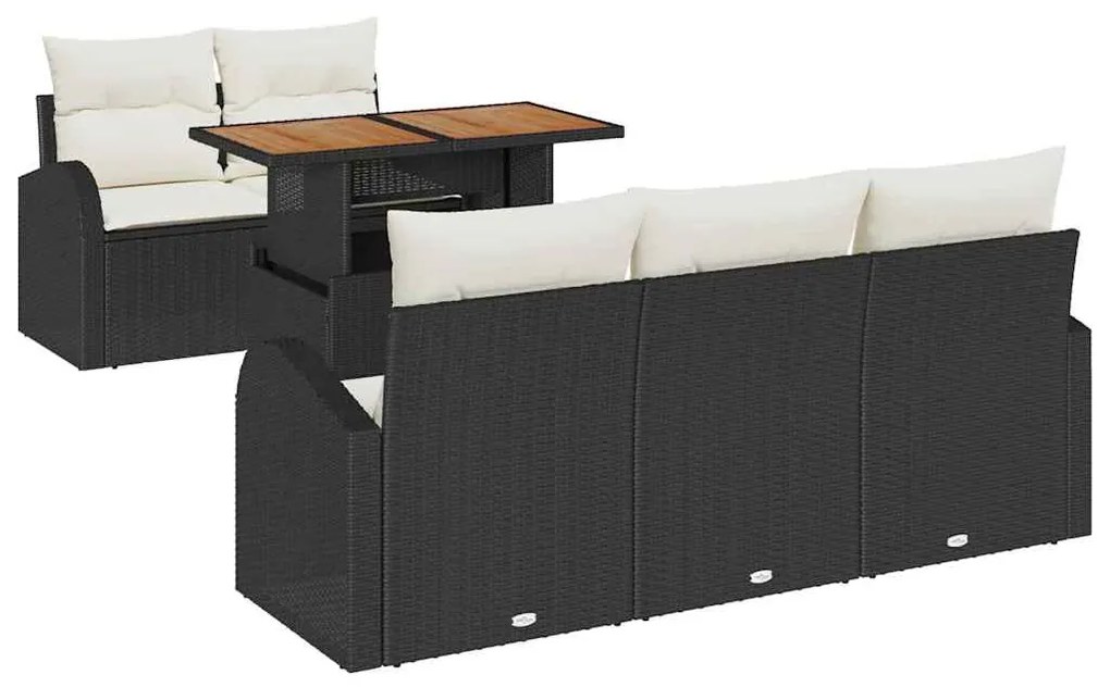vidaXL Σετ Καναπέ Κήπου με αποθήκευση 6 pcs Μαύρο Πολυ ράταν