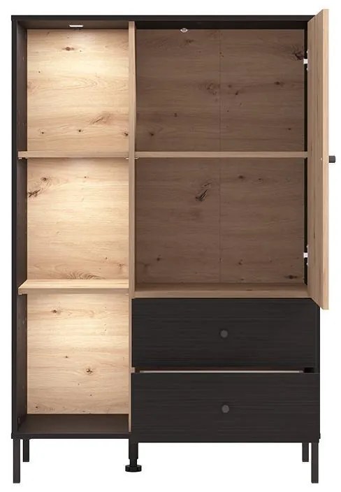 Βιτρίνα Correze 2K2F POP Μαύρος Δρύς - Artisan Oak 87x40x131 εκ. 87x40x131 εκ.