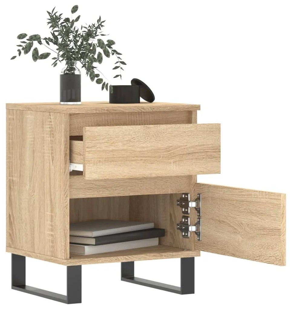 vidaXL Κομοδίνα 2 τεμ. Sonoma Δρυς 40 x 35 x 50 εκ. από Επεξεργ. Ξύλο