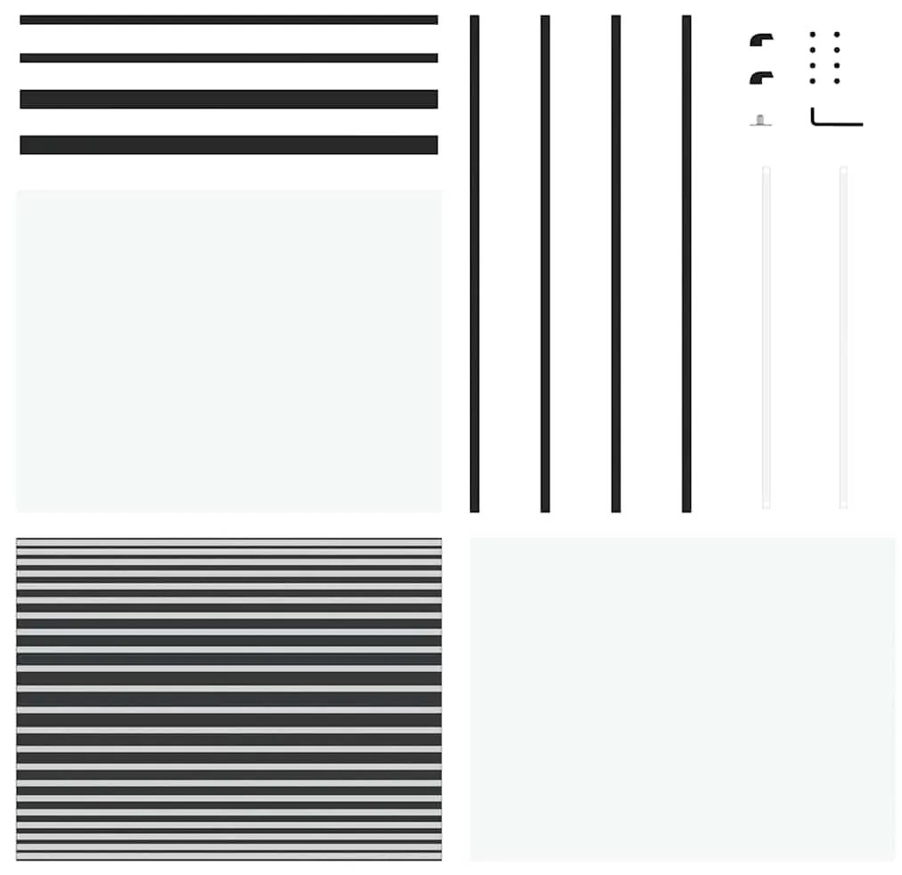 vidaXL Γυάλινη πόρτα Ριγέ Μαύρο 90 x 2 x 205 εκ. Αλουμίνιο