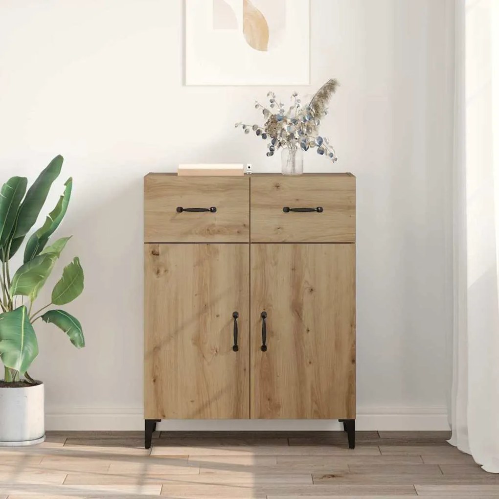 vidaXL Πλαϊνό γραφείο με συρτάρι artisan δρυς 34 x 69.5 x 90 εκ