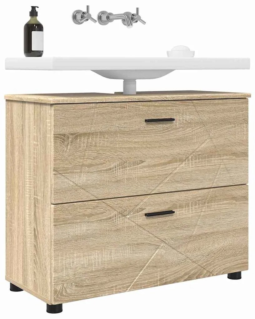 vidaXL Ντουλάπι Μπάνιου με συρτάρι Sonoma Δρυς 76,5 x 35 x 64 εκ