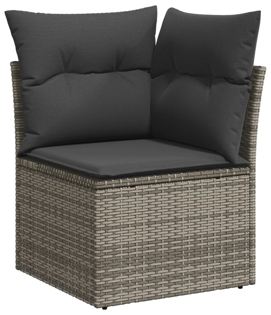 vidaXL Σετ Καναπέ 9 Τεμαχίων με Μαξιλάρια Γκρι Poly Rattan Acacia