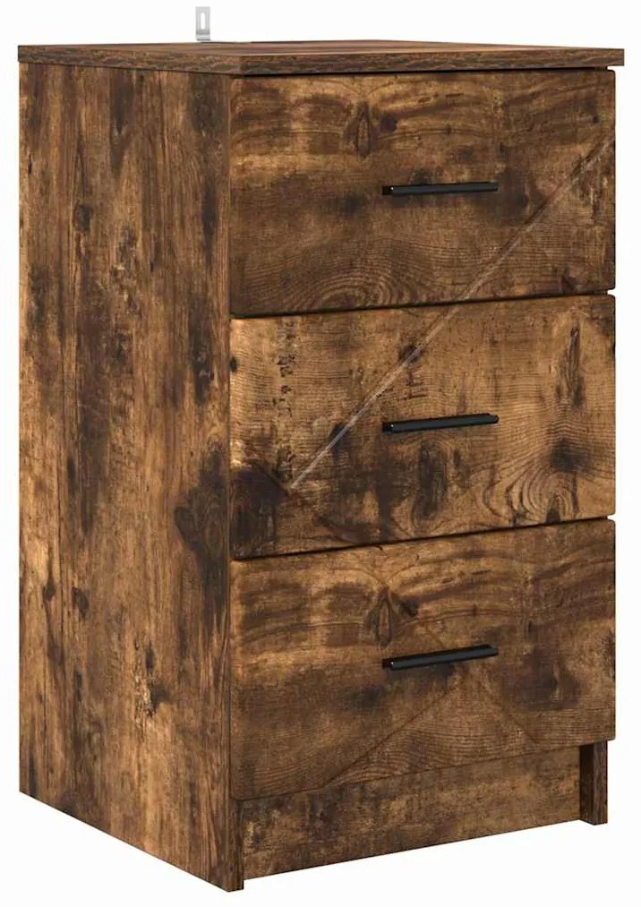 vidaXL Κομοδίνο Καπνιστή δρυς 38 x 38 x 66 εκ Επεξεργασμένο ξύλο