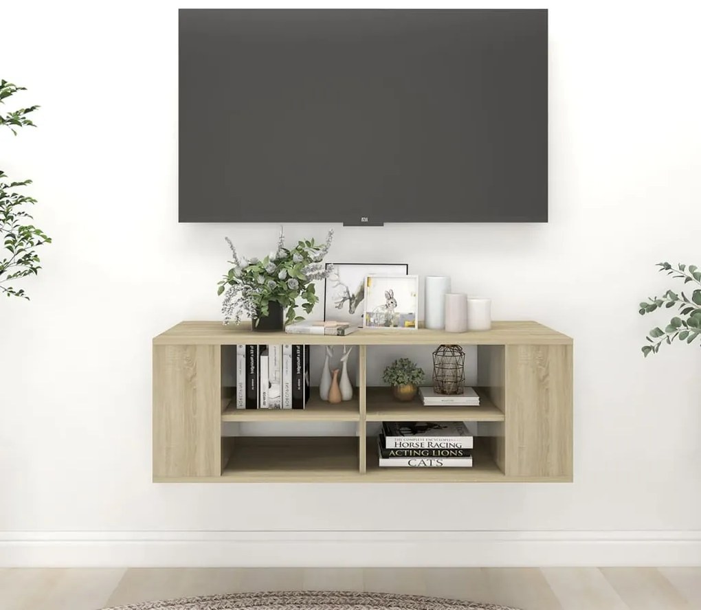 vidaXL Έπιπλο Τηλεόρασης Κρεμαστό Sonoma Δρυς 102x35x35 εκ Επεξ. Ξύλο