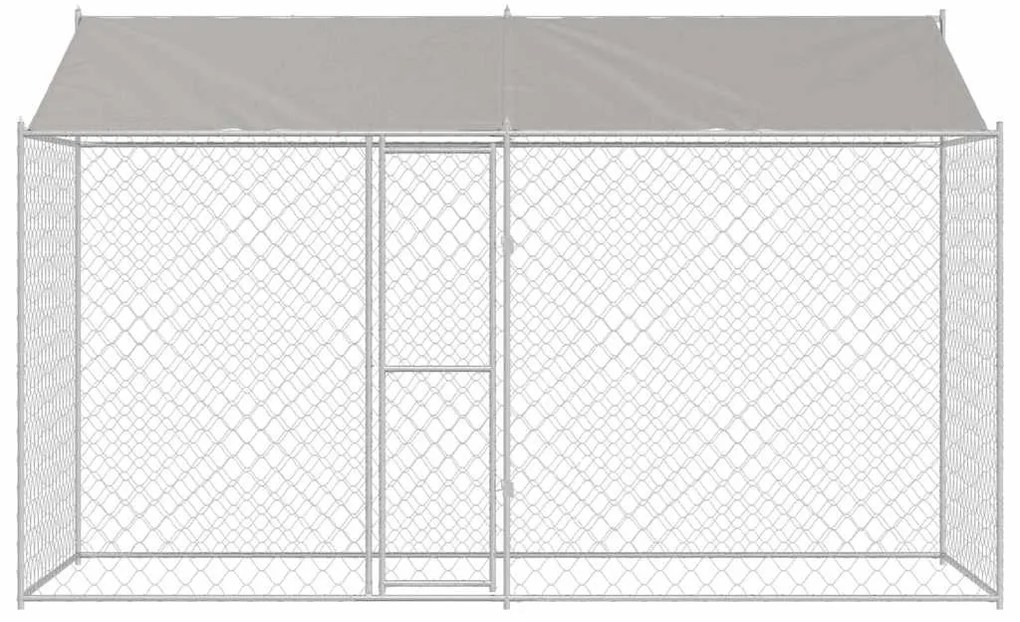 vidaXL Κλουβί σκύλου Ασημί 400 x 200 x 256 εκ Επικαλυμμένος Χάλυβας