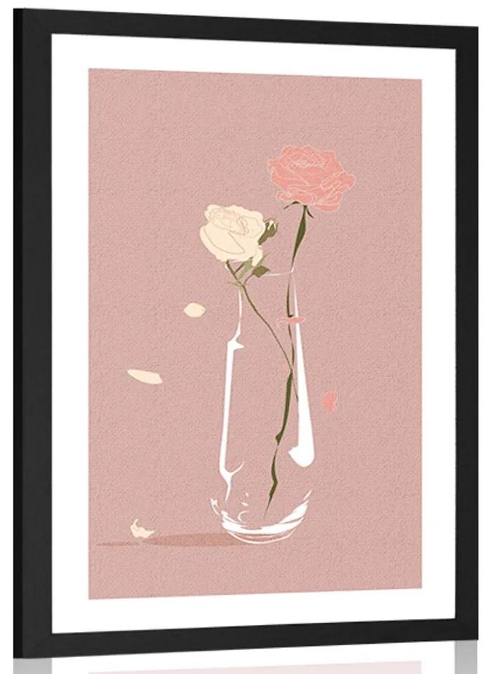 Αφίσα με παρπαστού Όμορφα λουλούδια σε βάζο - 60x90 white