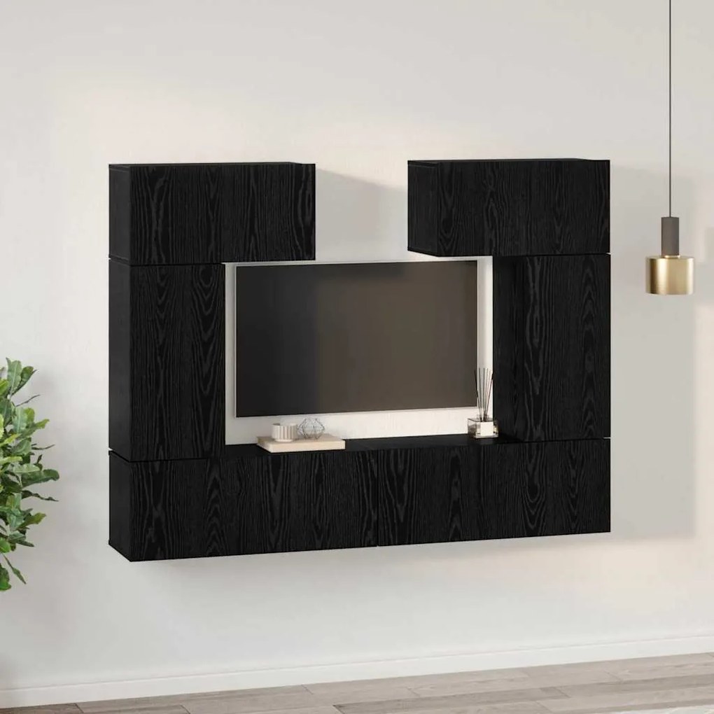 vidaXL Σετ επίπλου τηλεόρασης 6 pcs Μαύρη δρυς 80 x 30 x 30 εκ