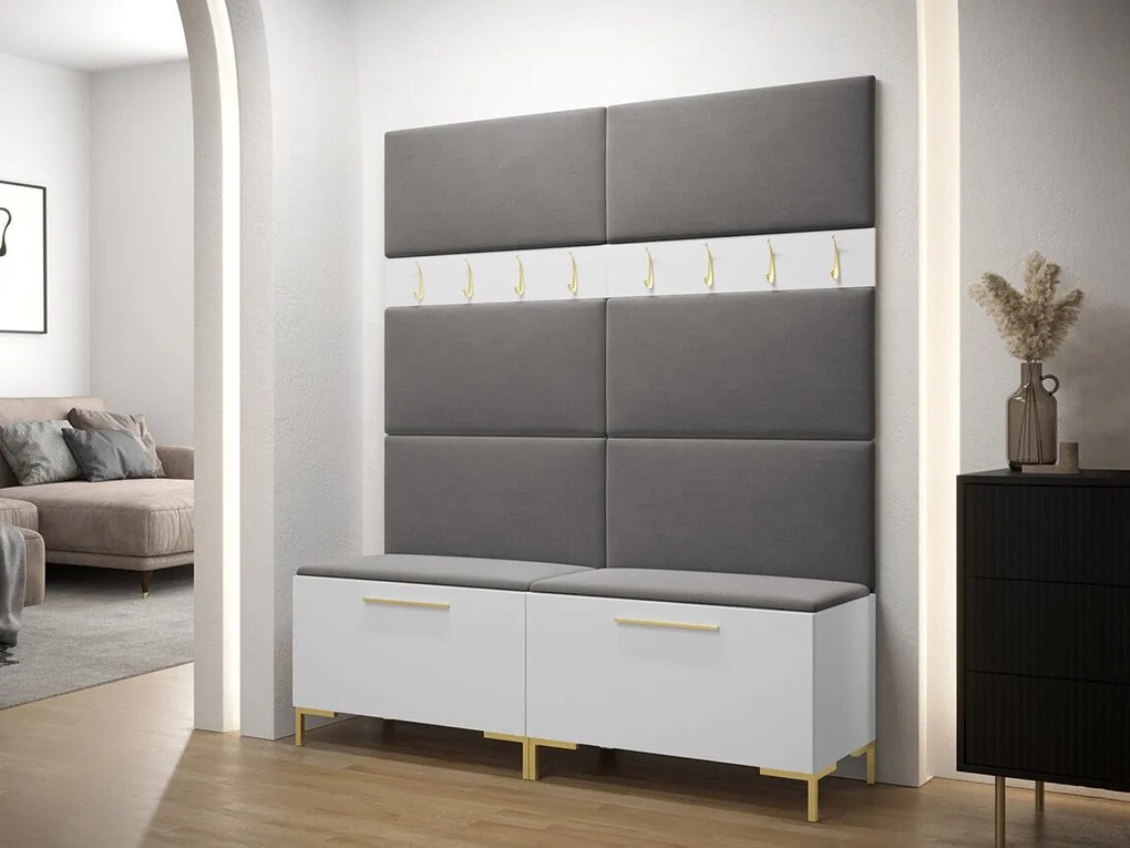 Σετ διαδρόμου Hartford F101, 196x168x46cm, 32 kg, Άσπρο, Ταπισερί, Πλαστικοποιημένη μοριοσανίδα, Εντοιχισμένη, Τοίχου | Epipla1.gr