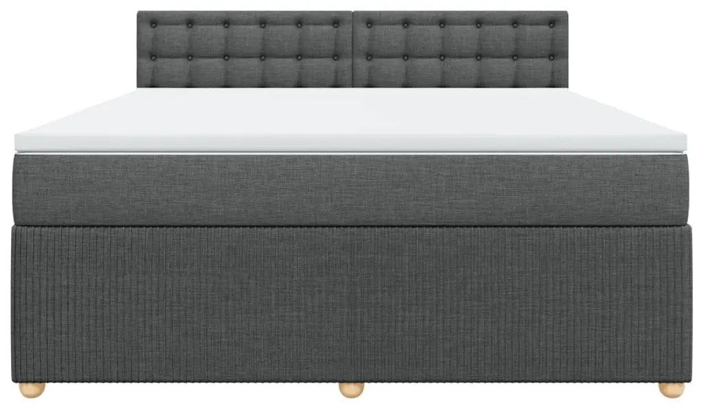 Κρεβάτι Boxspring με Στρώμα Σκούρο Γκρι 180x200 εκ Υφασμάτιν - Γκρι