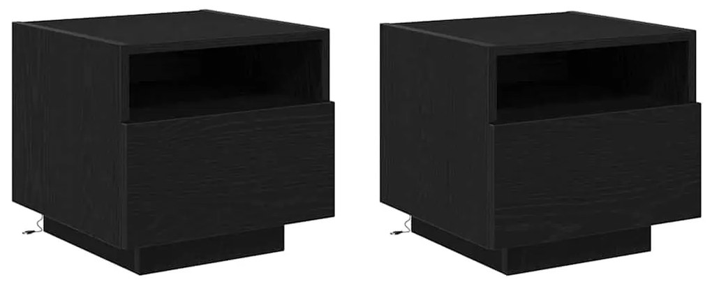 vidaXL Κομοδίνο 2 pcs Μαύρη δρυς 40 x 39 x 37 εκ Επεξεργασμένο ξύλο