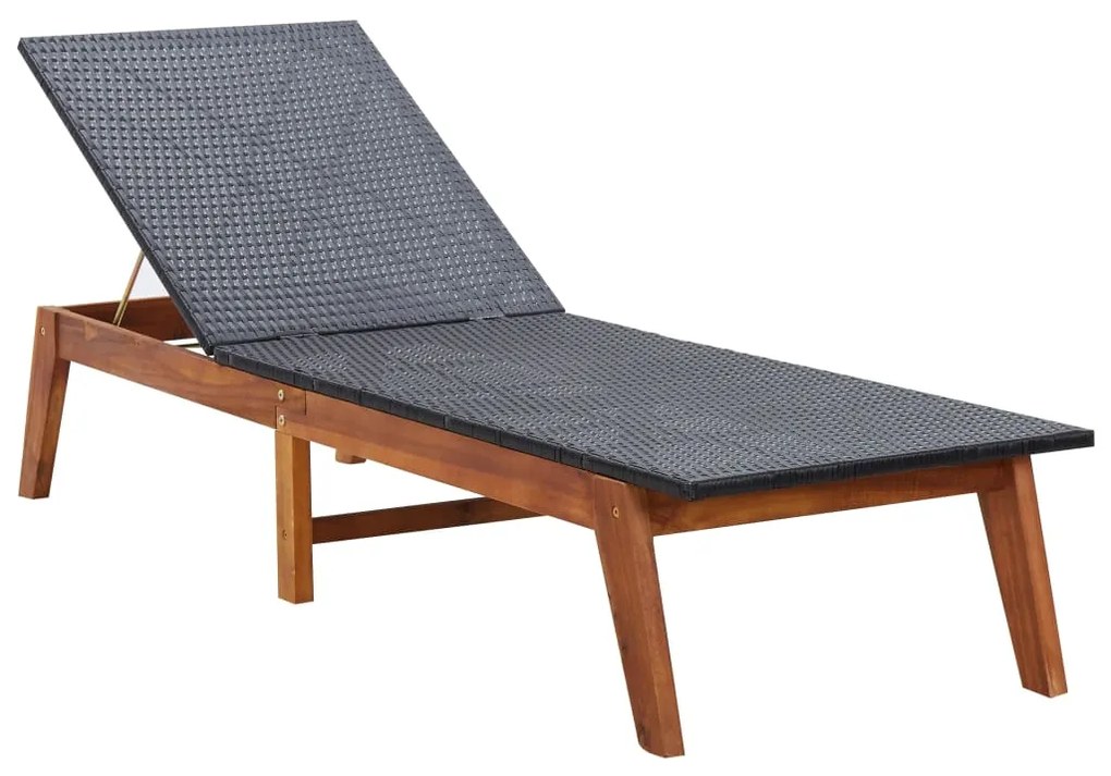 vidaXL Ξαπλώστρα από Συνθετικό Ρατάν &amp; Μασίφ Ξύλο Ακακίας με Μαξιλάρι