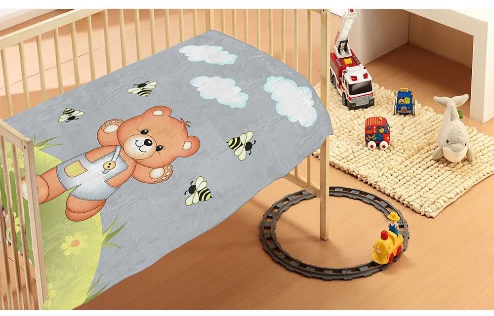 Κουβέρτα Βρεφική Βελουτέ Teddy Bear 03 Grey DimCol Cradle Πολυέστερ