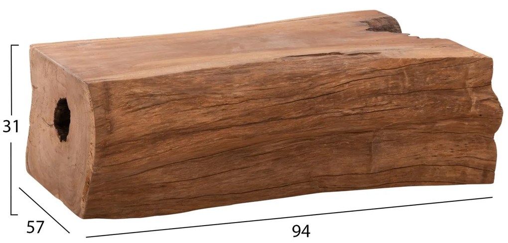 Τραπεζάκι σαλονιού TORANKU C9796 Μασίφ Κορμός TEAK σε Φυσικό 94x57x31 εκ.