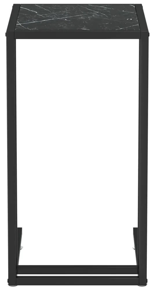 vidaXL Τραπέζι Υπολογ. Βοηθ. Μαύρο Οψη Μαρμάρου 50x35x65εκ. Ψημ. Γυαλί