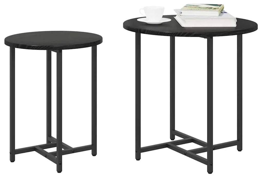 vidaXL Σετ βοηθητικά τραπεζάκια 2 pcs Μαύρη δρυς 50 x 50 x 50 cm